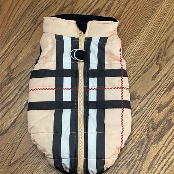 Peach & Black Quilted Hooded Dog Coat with Fleece Lining - Picture 2 of 4